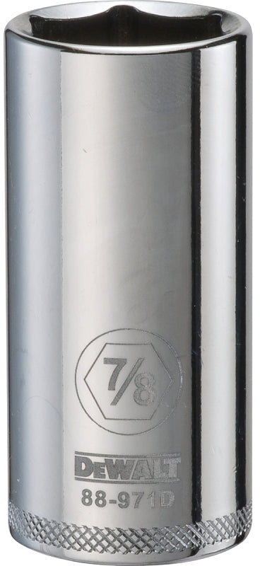 DeWALT DWMT88971OSP Drive Socket, 7/8 in Socket, 3/8 in Drive, 6-Point, Vanadium Steel, Polished Chrome