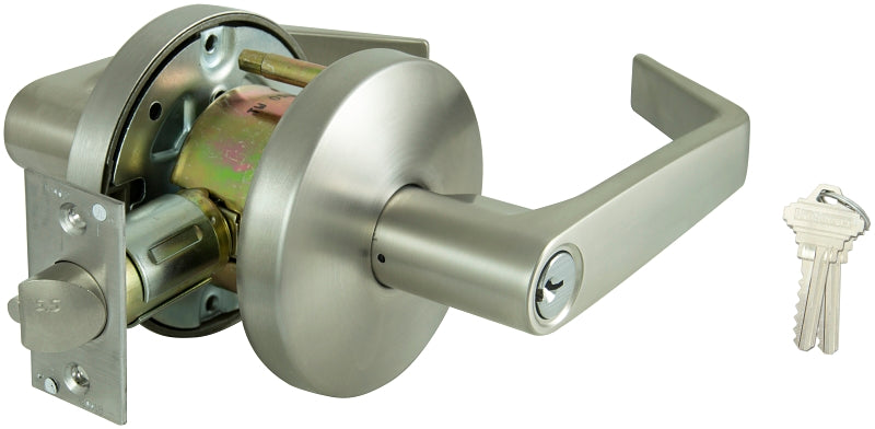 ProSource Y360CV-PS Entry Door Lock, Lever Handle, Stainless Steel, Stainless Steel, SC1 Keyway, Commercial, 2 Grade