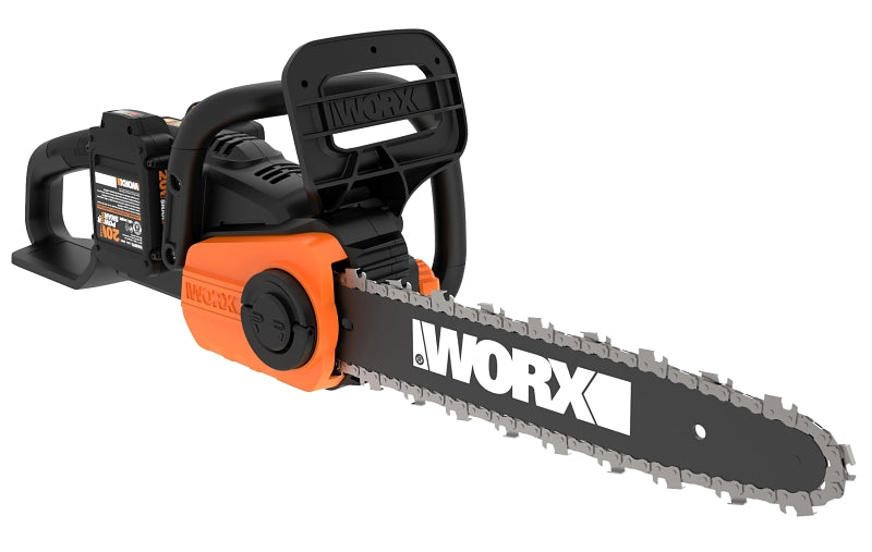 WORX WG384 Auto-Tension Chainsaw, 40 V Battery, 14 in L Bar/Chain, 3/8 in Bar/Chain Pitch