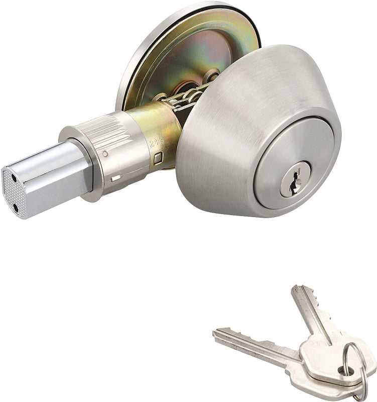 ProSource Signature Series Deadbolt, 3 Grade, Stainless Steel, 2-3/8 to 2-3/4 in Backset, KW1 Keyway