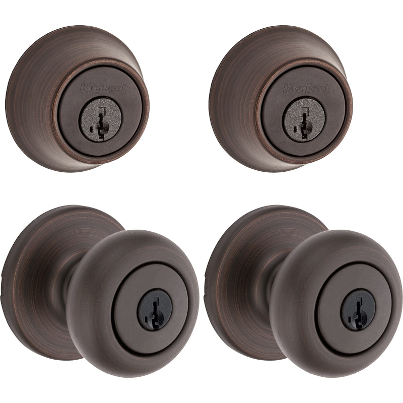 Kwikset Cove 92420-063 Entry Knob and Single Cylinder Deadbolt, Knob Handle, Classic, Colonial, Traditional Design