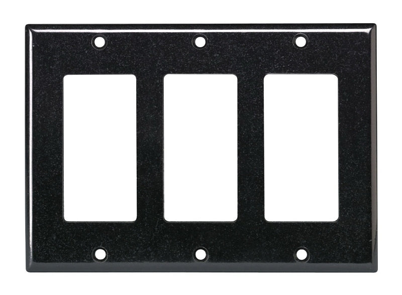 Decora 80411-E Wallplate, 4-1/2 in L, 6-3/8 in W, 3 -Gang, Plastic, Black