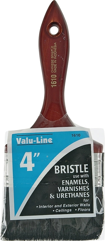 Linzer 1610-4 Varnish/Wall Brush, 4 in W, 2-1/2 in L Bristle, China Bristle, Varnish Handle