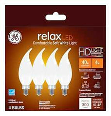 GE Industrial Solutions 36985 LED Bulb, Decorative, CAC Lamp, E12 Lamp Base, Dimmable, Clear, Soft White Light