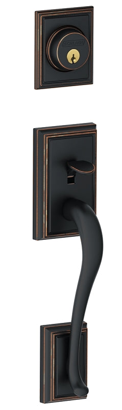 Schlage Addison Series F58ADD716 Combination Lockset, Mechanical Lock, Handleset Grip Only Handle, Aged Bronze, No