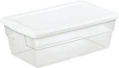 Sterilite 16428012 Storage Box, Plastic, Clear/White, 13-5/8 in L, 8-1/4 in W, 4-7/8 in H