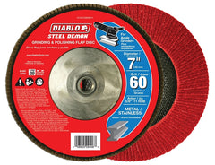 Diablo Steel Demon DCX070060B01F Flap Disc with Hub, 7 in Dia, 5/8-11 Arbor, 60 Grit, Coarse, Zirconia Abrasive