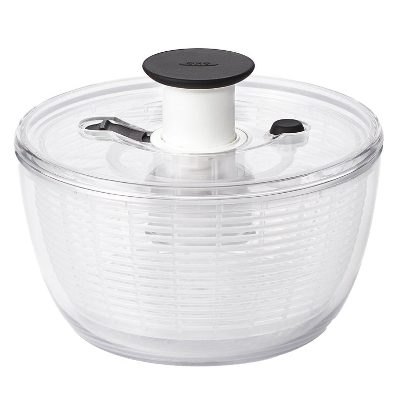 Good Grips 1045409 Salad and Herb Spinner, 2.44 qt Basket, 3.03 qt Bowl Capacity, 8 in Dia, 7 in H, Clear