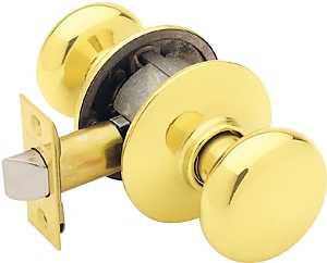 Schlage Plymouth Series F10VPLY605 Passage Knob, Knob Handle, Metal, Bright Brass, 2-3/8, 2-3/4 in Backset
