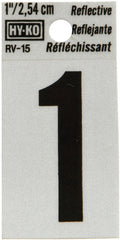Hy-Ko RV-15/1 Reflective Sign, Character: 1, 1 in H Character, Black Character, Silver Background, Vinyl