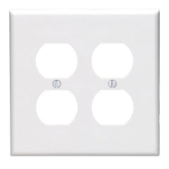 Leviton 80516-W Receptacle Wallplate, 4-7/8 in L, 4.94 in W, Midway, 2 -Gang, Plastic, White, Surface Mounting