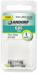Jandorf 60680 Time Delay Fuse, 5 A, 250 V, 50 A Interrupt, Glass Body