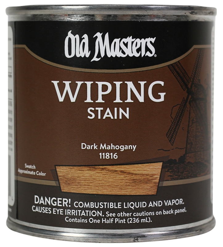 Old Masters 11816 Wiping Stain, Dark Mahogany, Liquid, 0.5 pt, Can