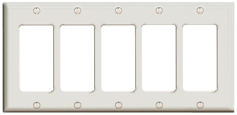 Decora 80423-W Switch Wallplate, 4-1/2 in L, 2-3/4 in W, 5 -Gang, White