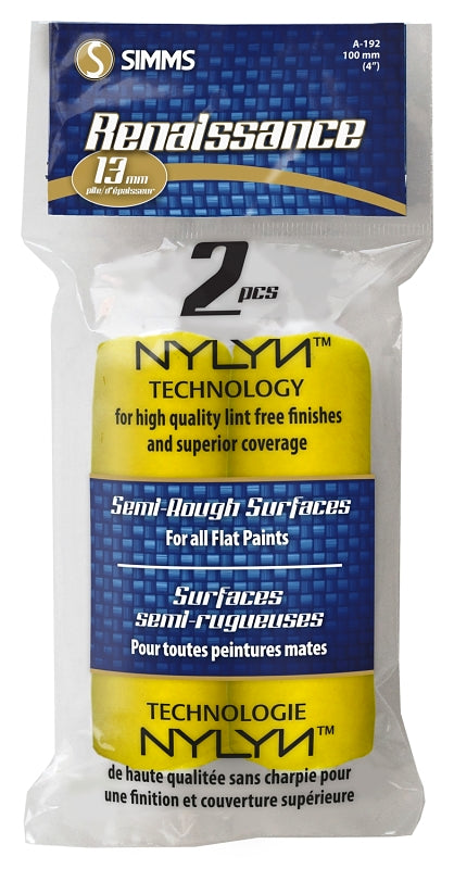 Renaissance A-192 Mini Roller Refill, 13 mm Thick Nap, 4 in L, Synthetic Hybrid Blend Cover