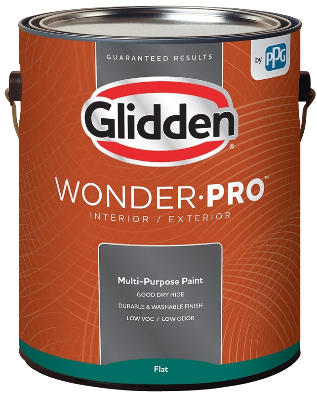 Glidden Wonder-Pro GLWP30WB/01 Interior/Exterior Paint, Flat Sheen, Pastel Base/White, 1 gal