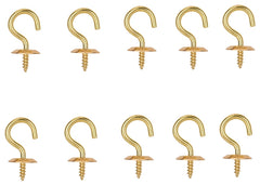 ProSource Cup Hook, 9/32 in Opening, 2.5 mm Thread, 7/8 in L, Brass, Brass