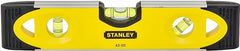 Stanley 43-511 Torpedo Level, 9 in L, 3-Vial, 2-Hang Hole, Magnetic, Aluminum