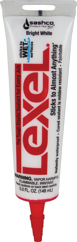 Lexel 13033 Elastic Sealant, White, 7 days Curing, 0 to 120 deg F, 5 oz Squeeze Tube