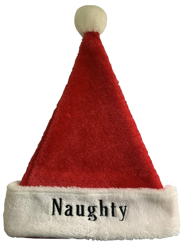 Hometown Holidays 28703 Naughty/Nice Santa Hat, Faux Fur, Red/White