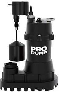 PROPUMP SBI03304VP Sump Pump, 1-Phase, 5 A, 115 V, 1/3 hp, 1-1/2 in Outlet, 28 ft Max Head, 4080 gph, Cast Iron