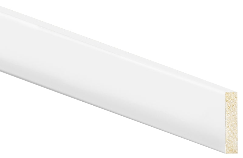 Inteplast Group 50250800032 Modern Baseboard Moulding, 8 ft L, 2-1/2 in W, 1/2 in Thick, Polystyrene, Crystal White