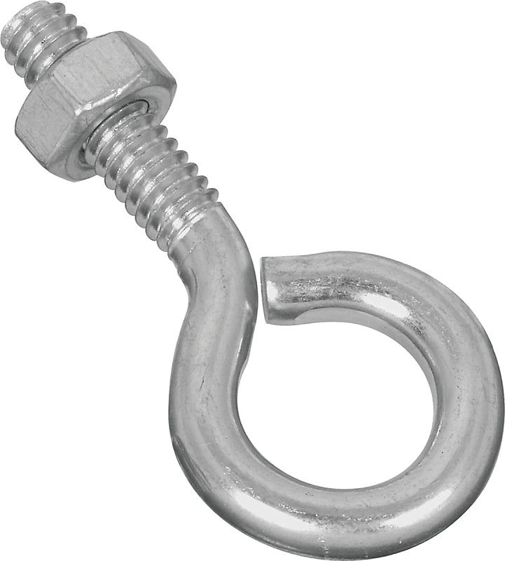 National Hardware N221-085 Eye Bolt, 1/4-20 Thread, 0.87 in L Thread, 0.56 in ID Dia Eye, 1.02 in L Shank, Steel, Zinc