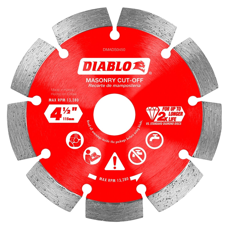 Diablo DMADS0450 Saw Blade, 4-1/2 in Dia, Segmented Rim