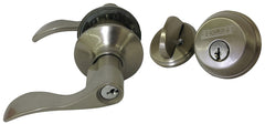 Schlage FB50NVACC619 Deadbolt and Knobset, Mechanical Lock, Lever Handle, Wave Design, Satin Nickel, Yes, Grade 1 Grade