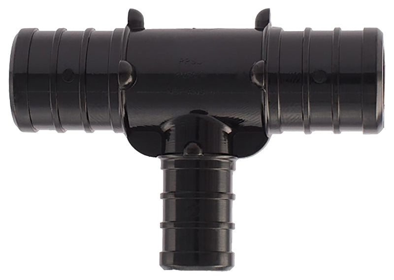 Apollo Valves PXPAT3434125PK Pipe Tee, 3/4 x 1/2 in, Barb, Plastic, Black, 200 psi Pressure