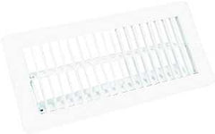 US Hardware V-102WB Floor Register, 9/16 in L, Steel, White