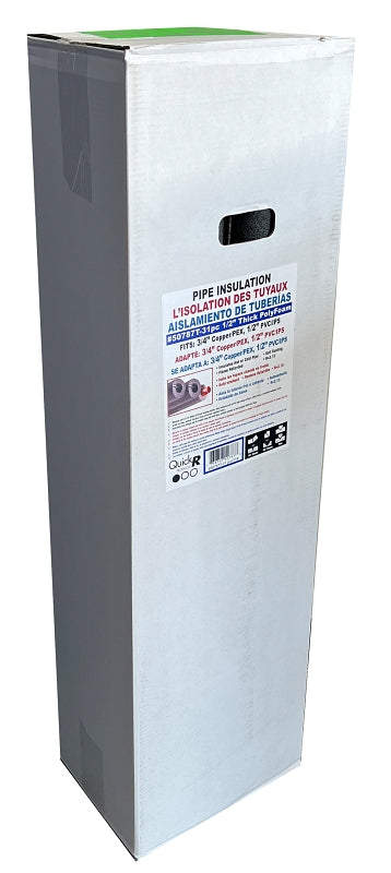 Quick R 50787T Pipe Insulation, 46 in L, Poly, Charcoal, 3/4 in Pipe