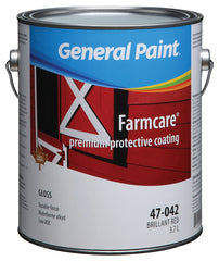 General Paint 47-042-16 General Purpose Farm Paint, Gloss, Brilliant Red, 1 gal, 300 to 400 sq-ft Coverage Area