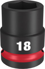 Milwaukee SHOCKWAVE Impact Duty Series 49-66-6250 Shallow Impact Socket, 18 mm Socket, 1/2 in Drive, Square Drive