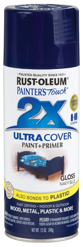 2X Ultra Cover 249098 Spray Paint, Gloss, Navy Blue, 12 oz, Can
