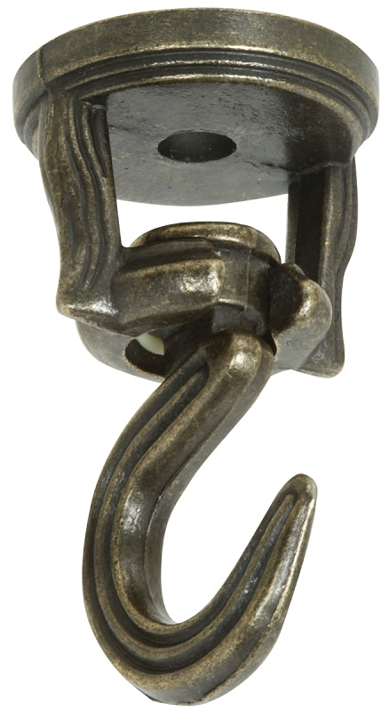 National Hardware V2673 Series N274-894 Swivel Swag Hook, 2 in L, Antique Brass
