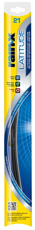 Rain-X Latitude 99821 Wiper Blade, Contoured Blade, 21 in L Blade, Metal/Rubber