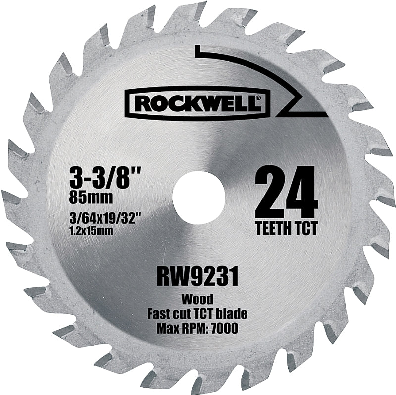 Rockwell RW9231 Circular Saw Blade, 3-3/8 in Dia, 24-Teeth, Carbide Cutting Edge