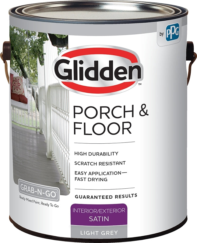 Glidden 3034F Paint and Primer, Satin, Light Gray, 1 gal