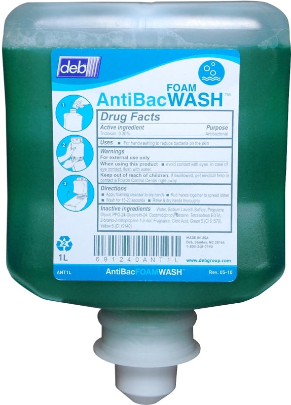 North American Paper ANT1L Hand Soap, Creamy Foam, Green, Pleasant, 1 L