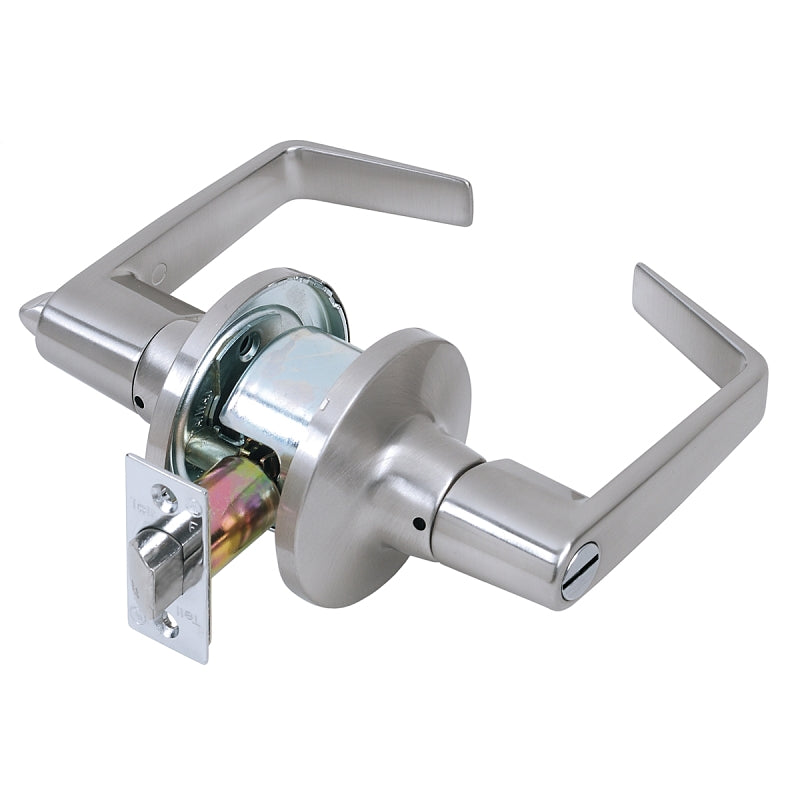 Tell Manufacturing CL100199 Privacy Lever Lockset, Satin Chrome, Steel, Reversible Hand