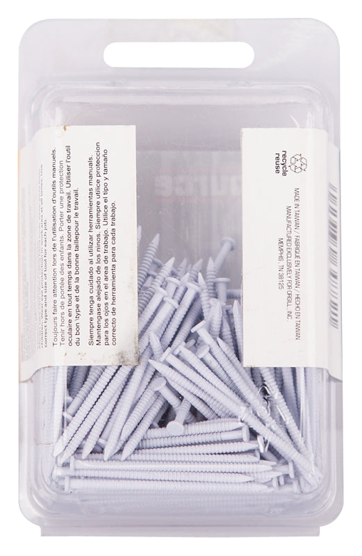 ProSource NTP-082-PS Panel Nail, 15D, 1-5/8 in L, Steel, Painted, Flat Head, Ring Shank, White, 171 lb