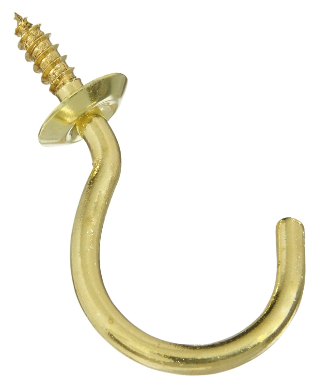 National Hardware N119-719 Cup Hook, 0.64 in Opening, 2.07 in L, Solid Brass, Solid Brass