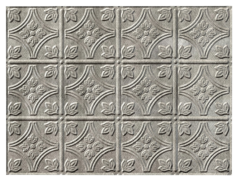 Fasade D6021 Backsplash Panel, 24 in L, 18 in W, Thermoplastic, Silver