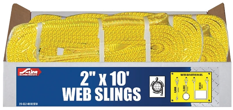 S-Line 20-EE2-9802X10 Lifting Sling, 2 in W, 10 ft L, 2-Ply, 6200 lb Vertical Hitch, Polyester, Gray