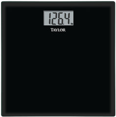 Taylor 75584192B Bathroom Scale, 400 lb Capacity, LCD Display, Black, 13.63 in OAW, 13.63 in OAD, 1.94 in OAH