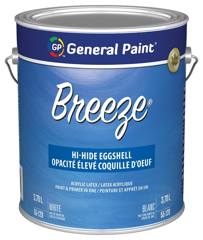 General Paint GE0055120-16 Interior Paint, Eggshell Sheen, White, 1 gal, Pail, 320 to 430 sq-ft Coverage Area