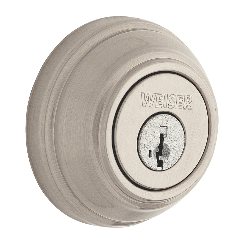 Weiser Collections Series 9GCD94710-050 Deadbolt, 1 Grade, Zinc, Satin Nickel, 2-3/8 to 2-3/4 in Backset