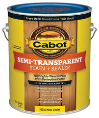 Cabot 16300 Series 140.0016316.007 Exterior Stain, Semi-Transparent, New Cedar, Liquid, 1 gal