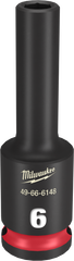Milwaukee SHOCKWAVE Impact Duty Series 49-66-6148 Deep Impact Socket, 6 mm Socket, 3/8 in Drive, Square Drive, 6-Point